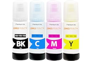 Amaprint 4 XL Tusze kompatybilne z Epson 102 103 104 dla EcoTank ET 2700 2750 2751 2756 2800 2850 2856 3700 3750 3850 4750 4800 4850 4856 15000 WORKFORCE ST-2000 2100 3000 4000 4100 (280ml)