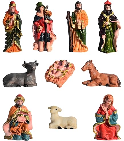 5 Pastori In Metallo Alti 3 Cm Per Presepe – Set Con Maria, Giuseppe, Gesù, Asino E Bue – San Gregorio Armeno