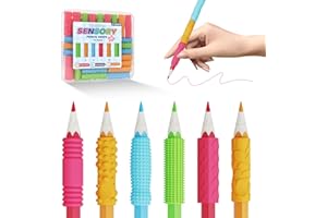 DDLUCK Lot de 24 poignées de crayon sensorielles texturées en silicone pour enfants et adultes atteints d'autisme et de TDAH, soulageant l'anxiété, étuis à crayons pour salle de classe, école et bureau