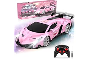 FUIOCOCP Zdalnie sterowany samochód wyścigowy 2,4 GHz, ze światłem LED, zabawka, prezent dla dzieci, różowy