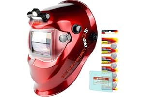 TRQWH Welding Helmet with Light True Color Auto Darkening Welding Helmets for Men Solar Powered Welding Hood with 2 Arc Sensor Wide Shade 4/9-13 for TIG MIG ARC Cool Welder Mask (Bright red)