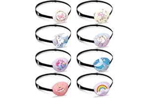 Hifot 8pcs Eye Patches for Kids Girls, Soft Eye Patch for Glasses Eyepatch with Adjustable Elastic Strap for Adults Children Lazy Eye Amblyopia Strabismus to Cover Left or Right Eye