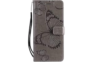 DENDICO Cover per Huawei Y7 2019 / Y7 Prime 2019, Pelle Portafoglio Custodia con Funzione di appoggio e Porta Carte di Credito - Grigio