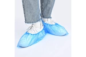 EHOTER Schuhüberzieher Einweg Rutschfest 100STK Überschuhe Einweg Schuhüberzieher Überziehschuhe Wasserdicht Schmutzabweisend CPE Plastik Überzieher Einheitsgröße für Schuhe Teppich Sauber Innen