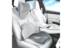 ‎COVERADO Coverado Sitzkissen und Lendenunterstützung Hals Kissen für Bürostuhl und Autositz, Ergonomisches Memory-Schaum Sitzkissen für Auto, Ischias und Rücken und Tailbone Pain Relief Kissen