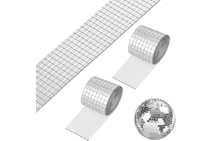 EILYGK 3200 Stück 5 x 5 mm Mosaikfliesen Spiegelfliesen Selbstklebend Discokugel Klebestreifen Für DIY Discokugel (2Rolle, Silber)