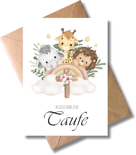Taufkarte Mit Eukalyptus & Goldkreuz – „Alles Liebe Zur Taufe“ Inkl. Umschlag, DIN A6