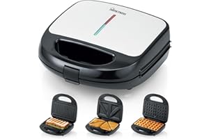 HomeTronix 3-in-1 Snack Maker Grill – Electric Sandwich Maker, Waffle Maker, Panini Press with Interchangeable Plates, Mini Griddle Plate for Grilled Food