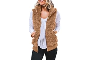 OIUHJN Teddy Fleece Weste Damen Damen Plus Size Casual Color Block Plüsch Sweatshirt Reißverschluss Bluse Warmer Mantel Weste Tanks Sportlicher Wintermantel Plüschweste Fleeceweste Damen Übergangsjacke