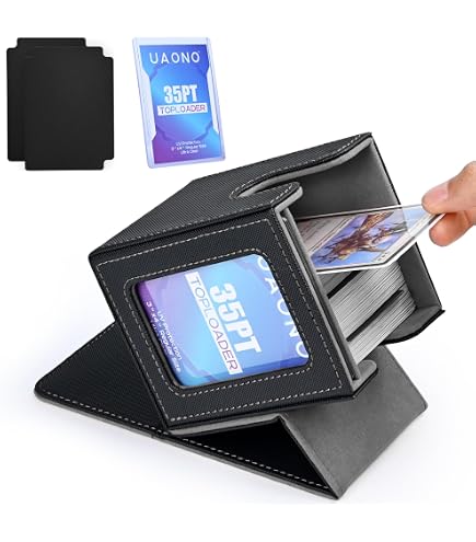 MTG Deck Box Für Commander – Mit 2 Trennwänden, Sichtfenster, Magnetischem Verschluss, Für 100+ Karten (schwarz)