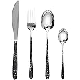 Salter BW09496 16 Piece Cutlery Set - 18/0 Stainless Steel Tableware for 4 Place Settings, Speckled Marble Gold Design Handles, Hand Wash Only, Includes Forks, Knives, Teaspoons and Tablespoons