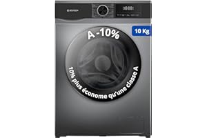 Lave-linge frontal GEDTECH GLL101400DG - 10 Kgs - 1400 tr/mn - 16 programmes - Eco - Intensif - Rapide – Très Faible conso A-10%