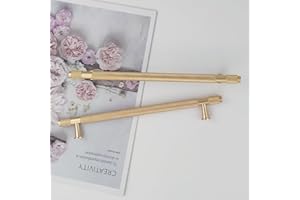 Pexintek 6 Pack Gold Modern Cabinet Handles 192mm Hole Centers Kitchen Bathroom Bedrooms Study Furniture Door Vintage Pulls with Screws for Cupboards Drawer Wardrobe Dresser (Golden)