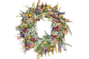 TEDULL Spring Summer Door Wreath,Artificial Wildflower Garland,Multipurpose Decorative Garland,Colorful Spring Summer Garland,Door Wreaths Outdoor All Year Decor,for Front Door,Wall Indoor Outdoor (40cm)