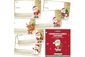 Aujzoo Lot de 60 étiquettes autocollantes (65 x 45 mm) pour cadeaux de Noël