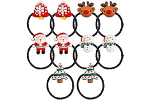 VIOJRLLY 10 Pezzi Accessori per Capelli Natalizi, Anelli per Capelli di Natale, Elastici per Capelli Natalizi, Regalo Decorazione per Capelli Natalizie per Ragazze Donne, Babbo Natale, Pupazzi di Neve, Alci