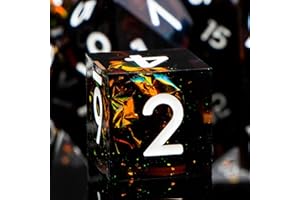 DND Dice Set ARUOHHA Handcrafted Sharp Edge Resin Dice for Dungeons and Dragons Board Game, Mirror Polyhedral Dice with Beautiful Inclusions Role Playing Dice D&D Dice Set D20 D12 D10 D8 D6 D4