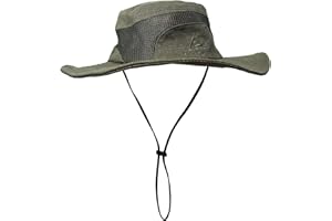 JAOAJ Męski Kapelusz Przeciwsłoneczny z Szerokim Rondem Letni Kapelusz Safari, Bawełniany Kapelusz Wędkarski Boonie Kapelusz UV, Oddychający Siatkowy Kapelusz Ogrodniczy