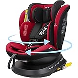 Reecle I-Size 360 Girevole Seggiolino Auto con ISOFIX, 40-150cm(Gruppo 0 + 1/2/3, 0-36 kg), ca. 0-12 anni (Rosso)