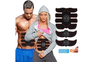 Queath EMS Bauchmuskeltrainer, EMS Trainingsgerät, USB-Wiederaufladbarer Tragbarer Muskelstimulator, Bauchtrainer Elektrisch für Bauch, Arm, Bein-Fitness Trainings Gang, 6 Modi & 9 Intensitäten