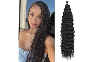 TAOYEMY Głęboka fala szydełkowa do włosów 22 cale opakowanie 6 sztuk szydełkowych kręconych włosów syntetycznych (1B, 22 cale-3 szt.)