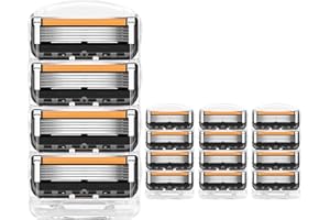 POLETOM 16PCS Razor Blades Compatible with Gillette ProGlide, Anti Friction Manual Shaving 5 Layered Replacement Blade for Men