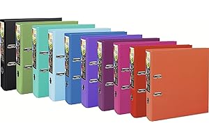 Exacompta - réf. 53384E - Carton de 10 classeurs à levier A4 MAXI Prem'Touch -Dos de 80 mm - Mécanique 80 mm -Dimensions extérieures : 32 x 30 x 8 cm - Format à classer A4 Maxi - 10 couleurs assorties