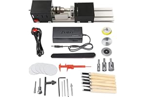 BACHIN Mini Drehmaschine Perlen Polierer Maschine DIY CNC Bearbeitung für Tisch Holzbearbeitung Holz DIY Werkzeug Drehmaschine Standard Set DC 12V-24V 96W
