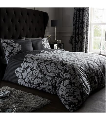 GC GAVENO CAVAILIA Set copripiumino matrimoniale con federe, in policotone traspirante, set di biancheria da letto matrimoniale reversibile (200 x 200 cm), lavabile, colore: nero/bianco