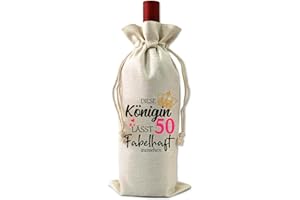 ‎VELENTI 50 Geburtstag Geschenk für Frauen - Geschenktasche Weintasche mit lustigem Spruch - Frauengeschenke Geburtstagsgeschenk Damen Geschenk lustig Frau Mama Mutti Schwester Tochter - für Weinflasche
