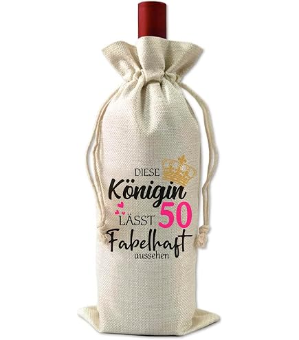 Weintasche Zum 70. Geburtstag – Vintage-Design "1955", Aus Baumwolle, Für 750 Ml Flaschen