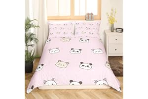 HOMEWISH Mädchen Rosa Bettwäsche 135 x 200 Niedliche Panda Bettbezug Kawaii Bär Bettwäsche Set Bezaubernd Polka Punkte Bettbezug Schöne Karikatur Tier Bettwäsche Set für Kinder Jungen Schlafzimmer Dekor