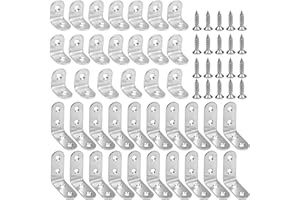 FANGEHONG 40 Pezzi Staffa Angolare, 90 Gradi Staffe a L in Acciaio Inox, Parentesi Angolari in Metallo, Supporti Angolo Retto, Piccole Bretelle Squadrette con Viti per Legno Mensole, 40x40mm 20x20mm (Argento)