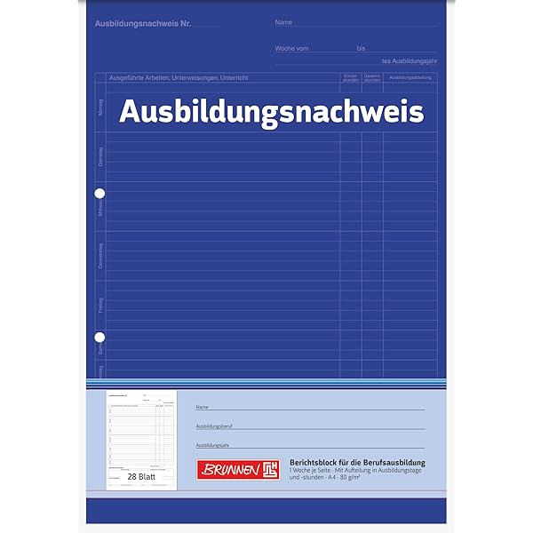 Berichtsheft Block Für Ausbildung - 50 Seiten Für Gewerblich-technische Berufe