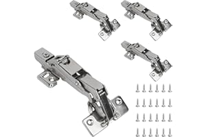 Luabue 4PCS 165 Degree Soft Close Kitchen Cabinet Hinges Full Overlay Wardrobe Door Hinges Cupboard Doors Hinge Folding Mute Cabinet Hinge with Fixing Screws