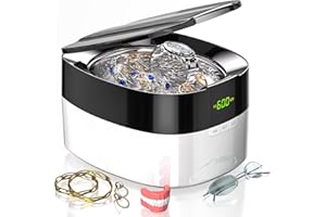 AOVUYCK-STORE 750 ML Nettoyeur Ultrasons, 50000 Hz Ultrasonic Cleaner avec 6 Modes de Nettoyage, Bac Ultrasons avec Bol en Acier Inoxydable 304, Nettoyeur Ultrason avec Affichage à LED pour Montres, Bijoux, Collier