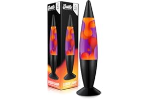 Jambo Lampe 16'' – Violet avec Cire Jaune/Orange, Lampe à Liquide Relaxante pour Salon Bureau Chambre, Adultes Ados Enfants, Lumière Magma, Veilleuse, Décoration Maison