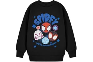 Marvel Spiderman Spidey et Ses Incroyables Amis Sweat-Shirt Noir pour garçons | Pull Enfant Super-héros Comics | Haut Graphique Spidey & Pals pour garçons | Vêtements sous Licence