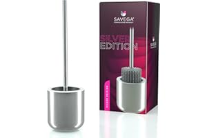 SAVEGA Silikonowa szczotka toaletowa ze stali nierdzewnej, antybakteryjna, wydajne czyszczenie (srebrna)