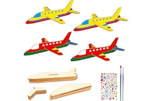 DKINY Set da 12 pezzi di aereo 3D in legno per bambini, per il fai da te, per dipingere, alianti, alianti, set creativo, fai da te, compleanno, inizio della scuola, regalo per ragazzi e ragazze
