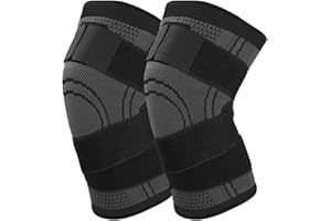 YELOUMISS Genouillère Sport Genouillère Rotulienne et Ligamentaire Genouillère Réglable Compression Genouillère Arthrose Genou Pour Déchirures Méniscales, Tendinites, Arthrite, Unisexe 2 pièces (noir, M)