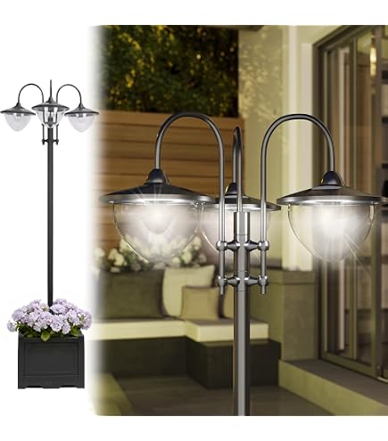 Schwarze Garten-Laterne 2-flammig Aus Aluguss & Glas (230 Cm) – Vintage-Stil, E27, IP44, Für Wege & Rasen