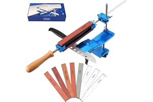 LIFEDYLUK Afilador de cuchillos Profesional con 4 piedras de afilar + 4 piedras de diamante, Afilador de Cuchillos de ángulo Fijo, Kit de Sistema de Afilado de Cuchillos de Cocina para Pulido Fino