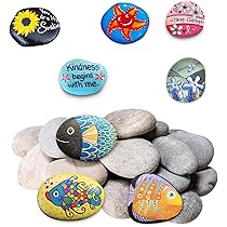 LuLiyLdJ 30 Stück Kieselsteine - Gemalte Steine Für Kunst & Gartendekoration