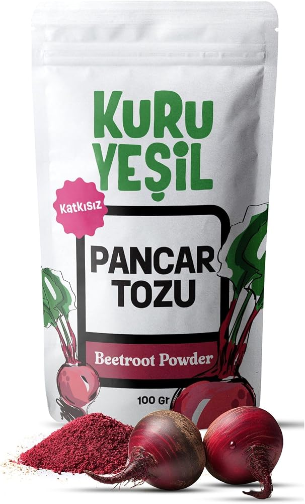 Kuru Yeşil%100 Doğal Kırmızı Pancar Tozu - Katkısız, Koruyucusuz - Smoothie, Yoğurt, Yemek İçin - Yüksek Lif ve Antioksidan - Vegan ve Glutensiz - 100 gr