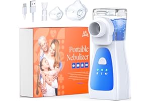AIDISY Inhalator z dwoma szybkościami nebulizacji - bezgłośny inhalator dla dzieci z ustnikiem i 2 maseczkami, inhalator dla dorosłych z długą żywotnością baterii, ładowanie typu C
