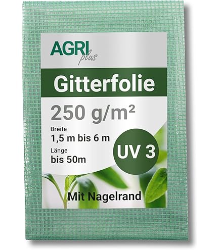 EraGreen Roosterfolie 2 m x 40 m - 280 g/m² scheurvaste broeikasfolie met nagelrand, zeer UV-stabiel tuinfolie voor tomatenhuis en broeibed, weefselfolie