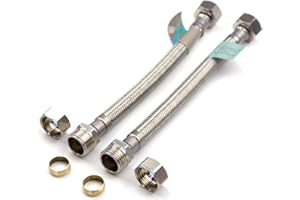 Xcel Home™ 2 x 200mm 1/2 "BSP x 15mm Compresión Monobloc Tap Conectores Cocina Cuenca Flexi Tubos