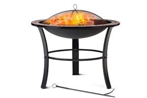 Gardebruk® Braciere Rotondo Fuoco da Esterno Mosaico 76x76cm Parascintille Camino da Giardino Stufa Caminetto Patio