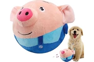 LEYITENG Active Moving Pet Plush Toy, Interactive Dog Toy,Moving Dog Toy,Jumping Pig Toy For Dog, USB Rechargeable Interactive Washable Cartoon Pig Plush Sound Electronic Dog Toy, Cute Squeaky Pig Dog Toy